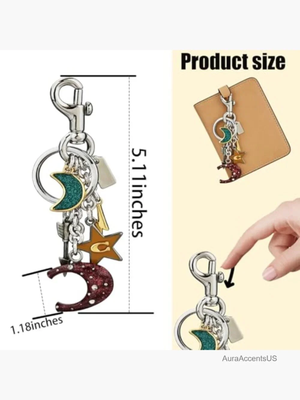 Star Moon Alphabet Keychain Cute Bag Charm Purse Accessories Keyring